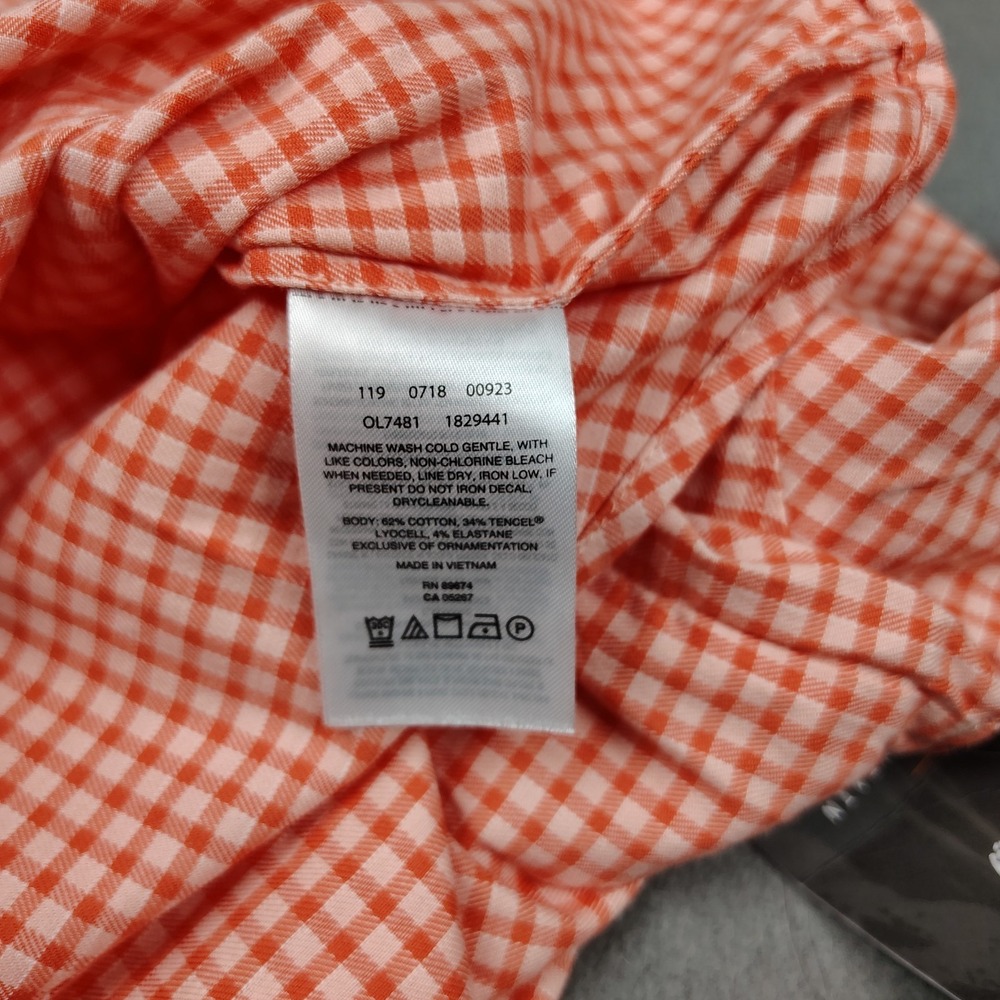 New Mountain Hardware Hiking Long Sleeve Shirt Women XS Coral Gingham Check $85 - Picture 7 of 11